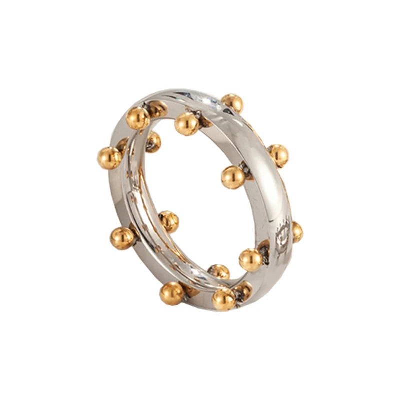 Luxury Stainless Steel Mini Ball Ring - Gold Vintage Finger Ring
