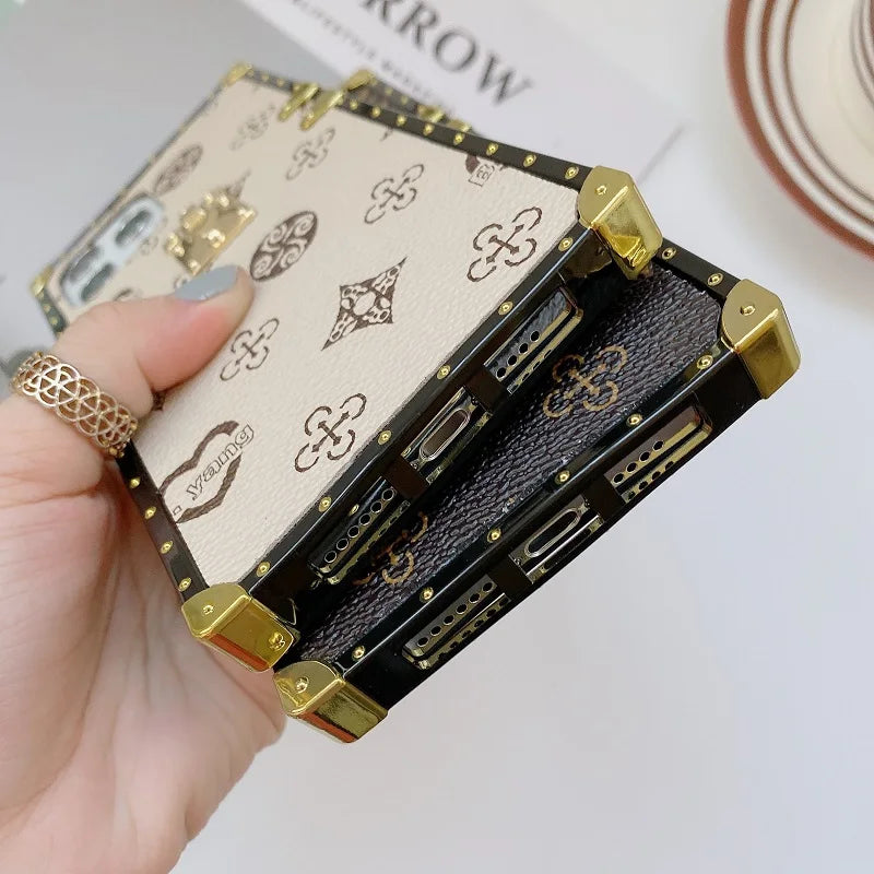 Elegant Square Luxury iPhone Case - Premium PU Leather Cover