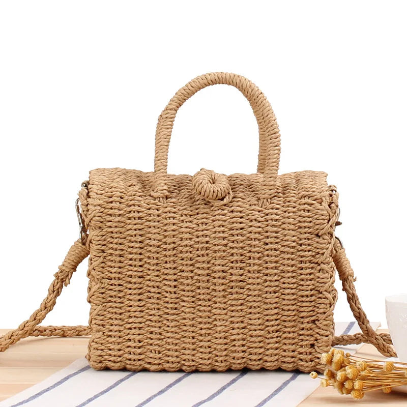 Elegant Straw Beach Bag - Handmade Bohemian Tote
