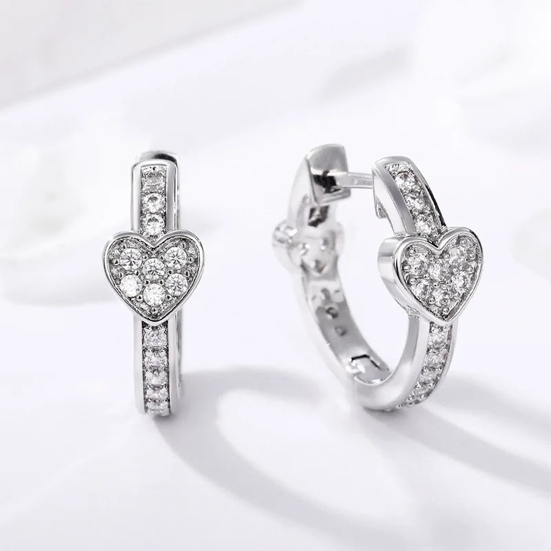 Elegant Rose Gold Heart Earrings - Natural Diamond Studs for Women