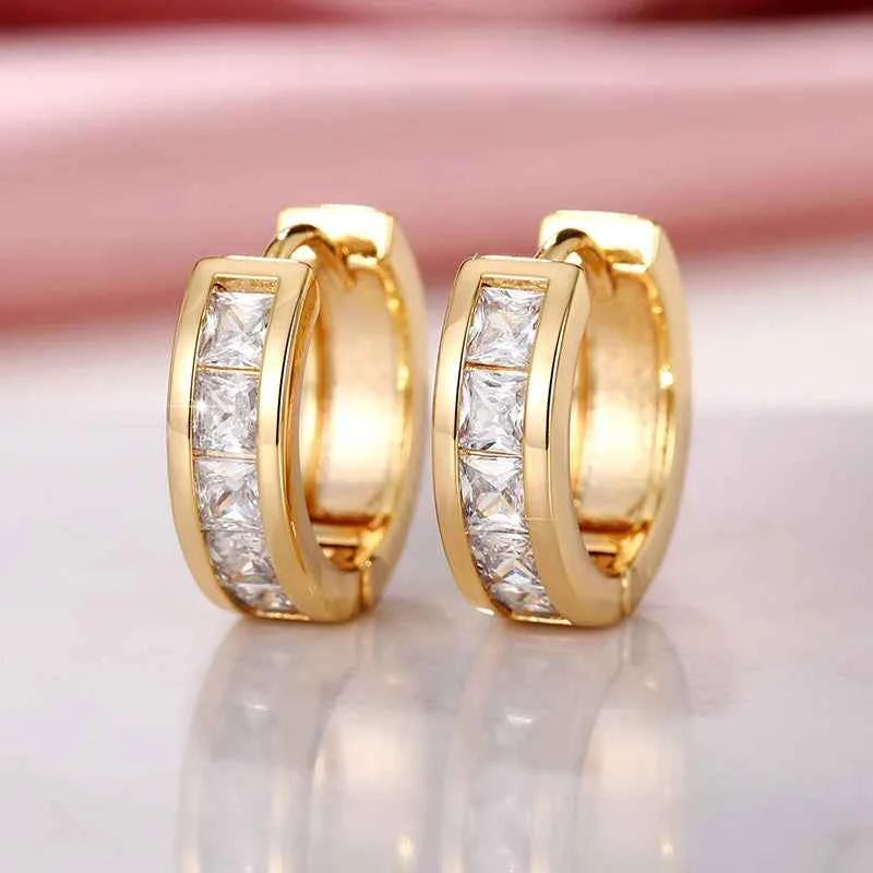 Luxury 925 Silver Huggie Earrings With Crystal Rhinestone Channel Setting Rhodium Plated Classic Unisex Everyday Wear Jewelry