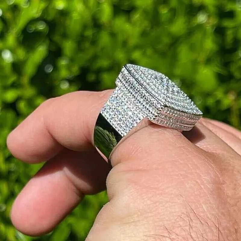 DJ093 Men's Hiphop Diamond Ring Natural Stone Other Design Everyday Wear Jewelry