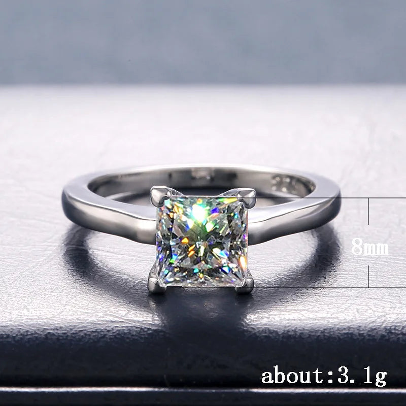 Elegant Princess Cut Engagement Ring - White Gold Natural G Color