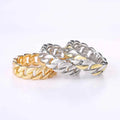Gold chain ring - 18K gold plated unisex chain link ring on finger