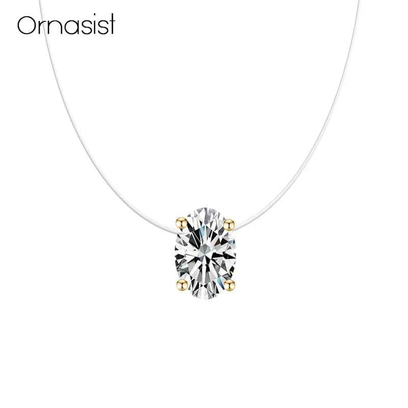 Elegant Oval Zircon Necklace - Invisible Transparent Choker