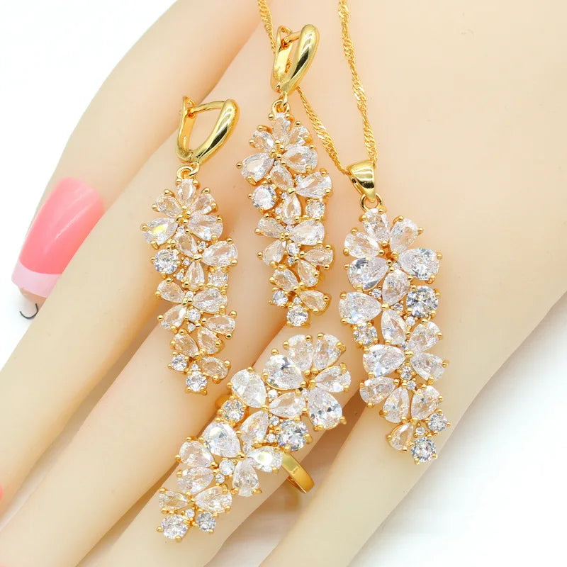 Luxury Multi Color Zirconia Wedding Jewelry Set