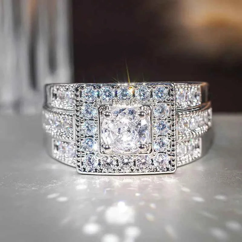 T0785 Princess Cut Diamond Ring White Gold Women's Engagement Natural D Color Diamond Center Stone