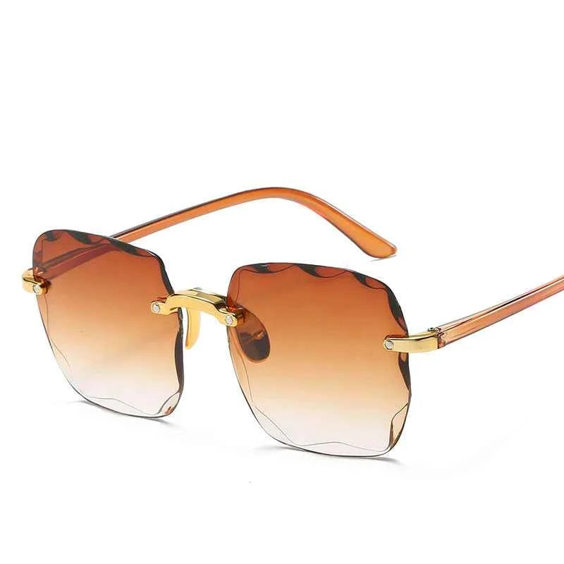 Luxury Square Rimless Sunglasses - UV400 Designer Shades