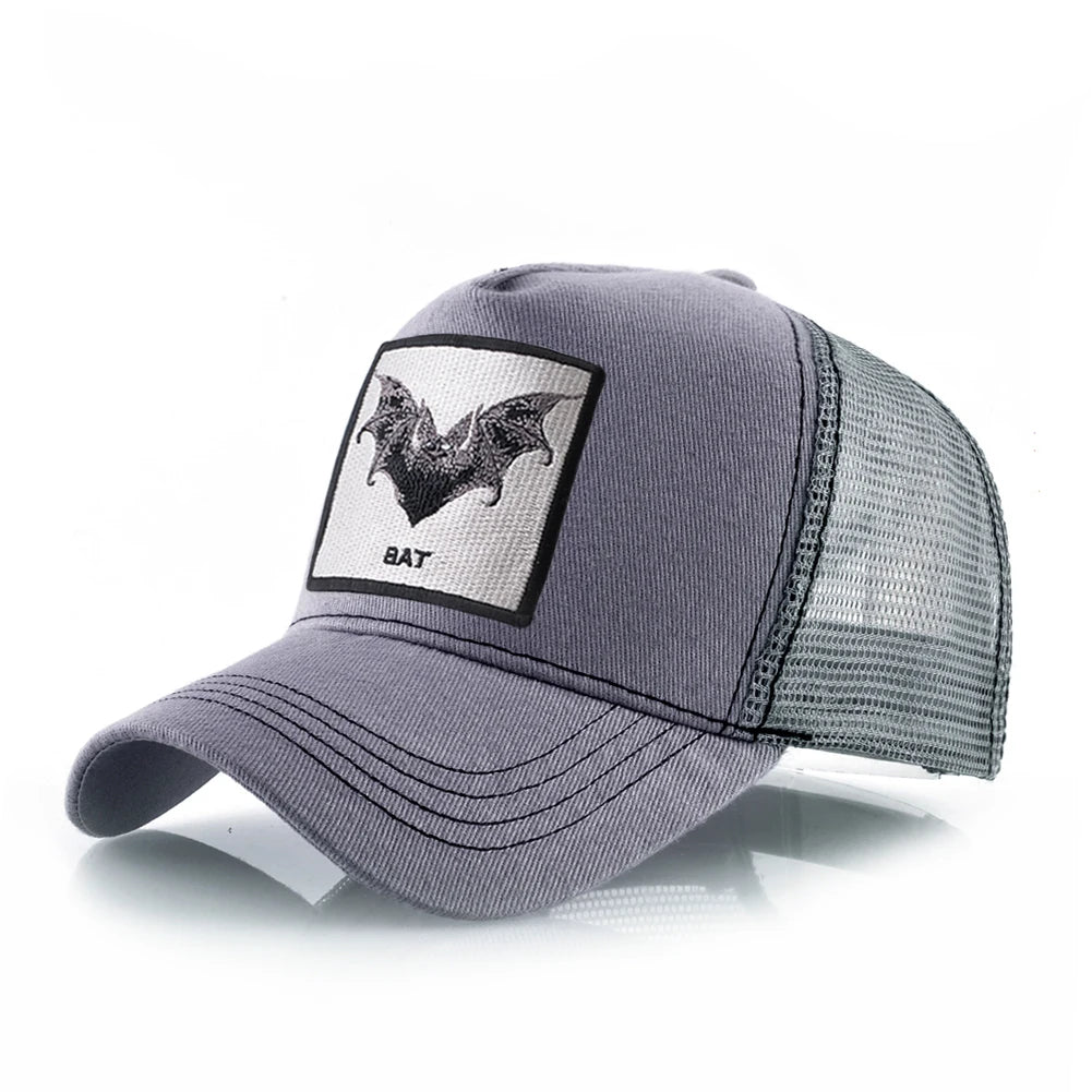 Bat Embroidery Baseball Cap - Premium Snapback Trucker Hat