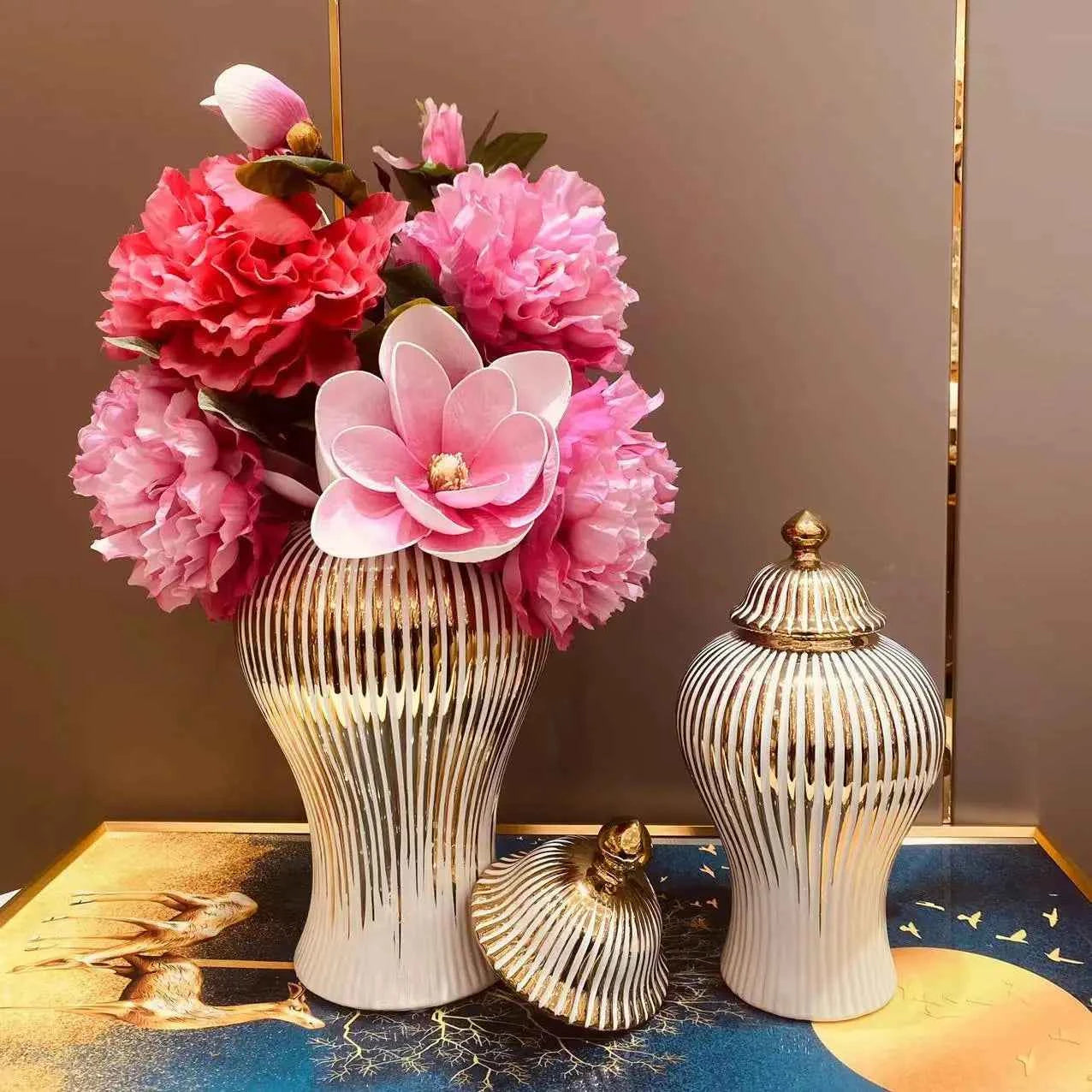 Ceramic Flower Vase - Light Luxury European Tabletop Vase & Storage Jar - Tulique