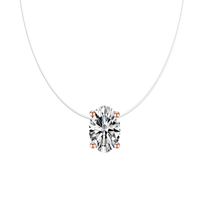 Elegant Oval Zircon Necklace - Invisible Transparent Choker