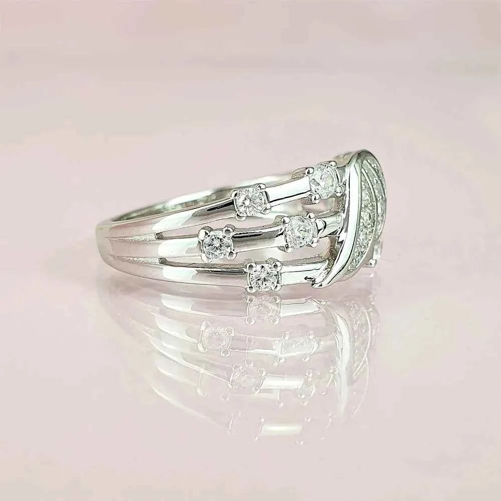 F407 White Gold Diamond Engagement Ring Women's Round Brilliant Cut Natural Diamond G Color Stackable Band Jewelry