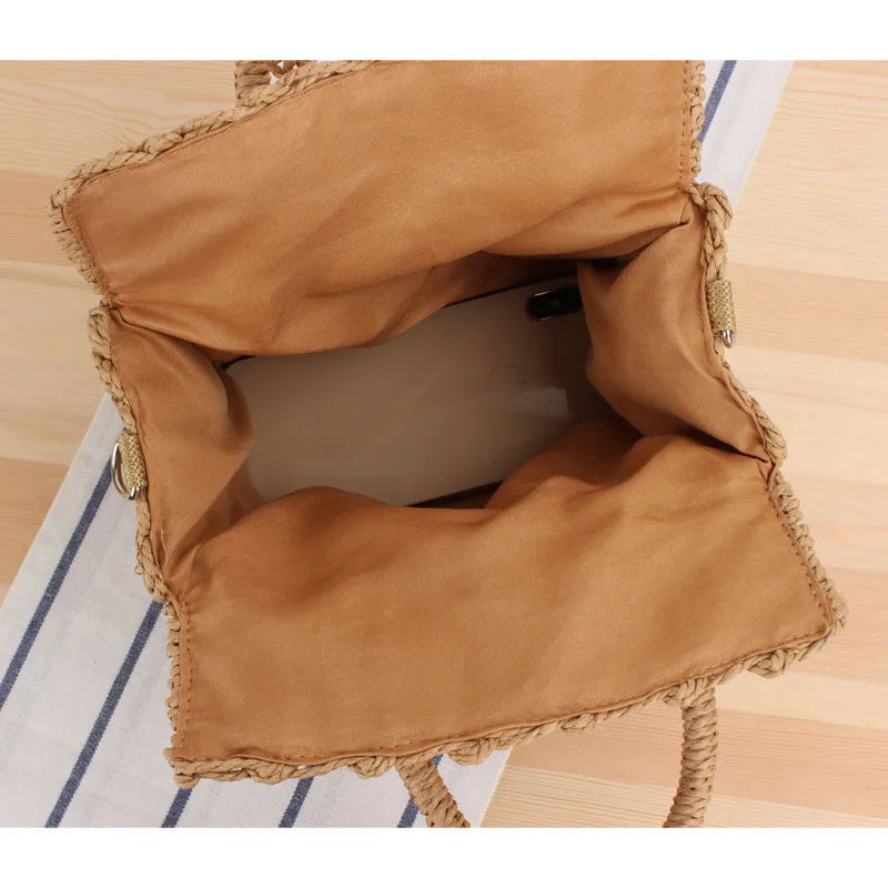 Elegant Straw Beach Bag - Handmade Bohemian Tote