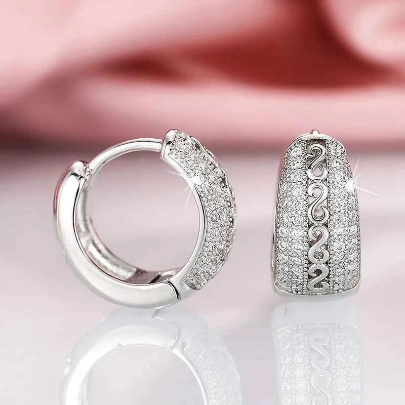 Luxury 22k Gold Plated 925 Silver Huggie Earrings Diamond Micro Insert Women's Fine Jewelry Everyday Wear Brilliant Cut Third