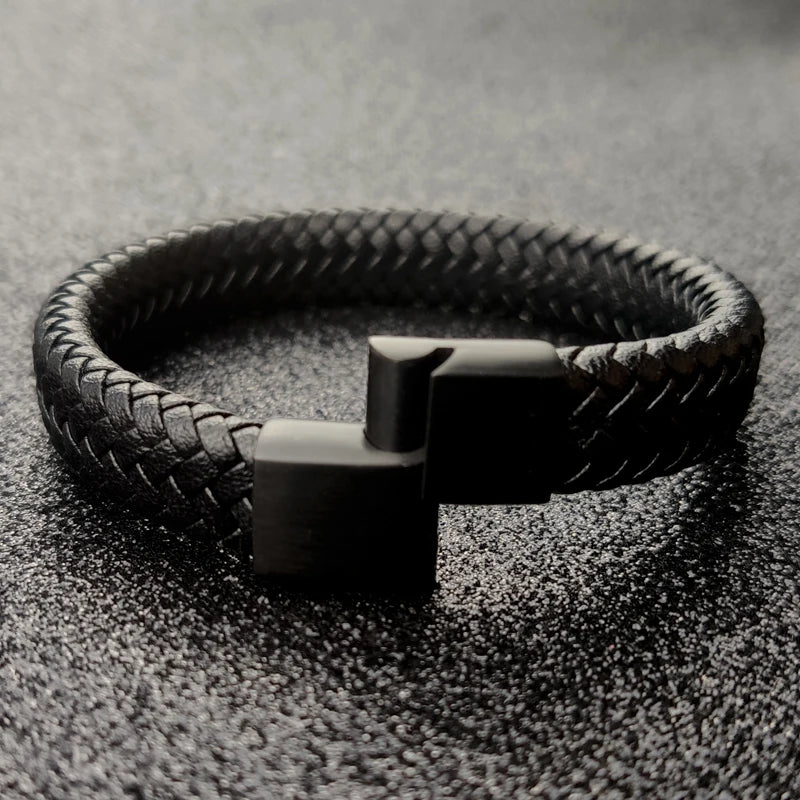 Premium Braided Leather Bracelet with Magnetic Clasp