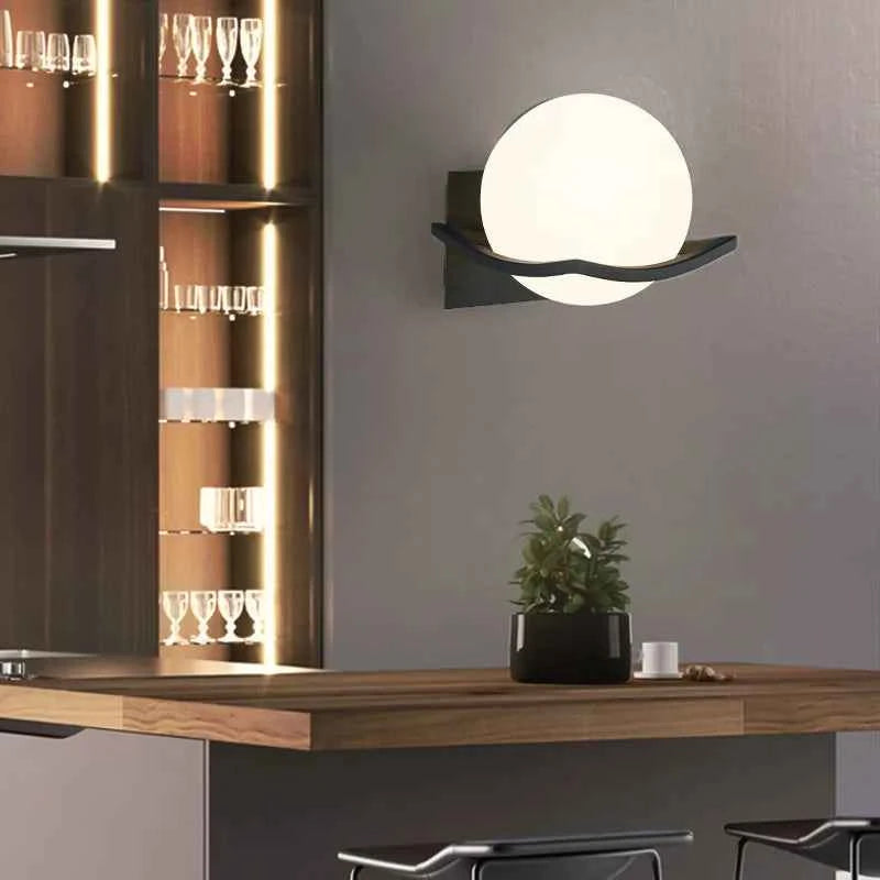 Luxury Milky Glass Ball Wall Light - Modern Gold Indoor Lamp