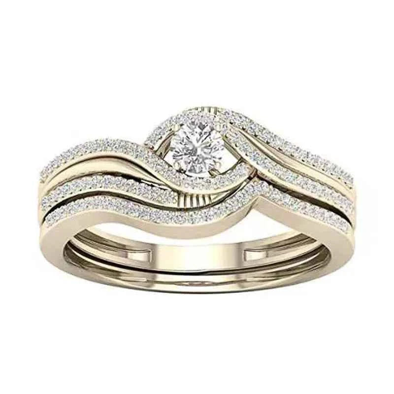Elegant Diamond Rings - Sparkling Wave Design Engagement Set