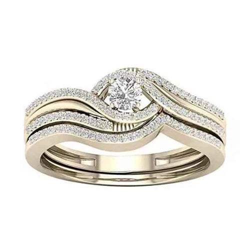 Elegant Diamond Rings - Sparkling Wave Design Engagement Set