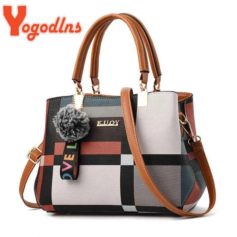 Luxury Plaid Shoulder Bag - Elegant Designer Messenger & Tote