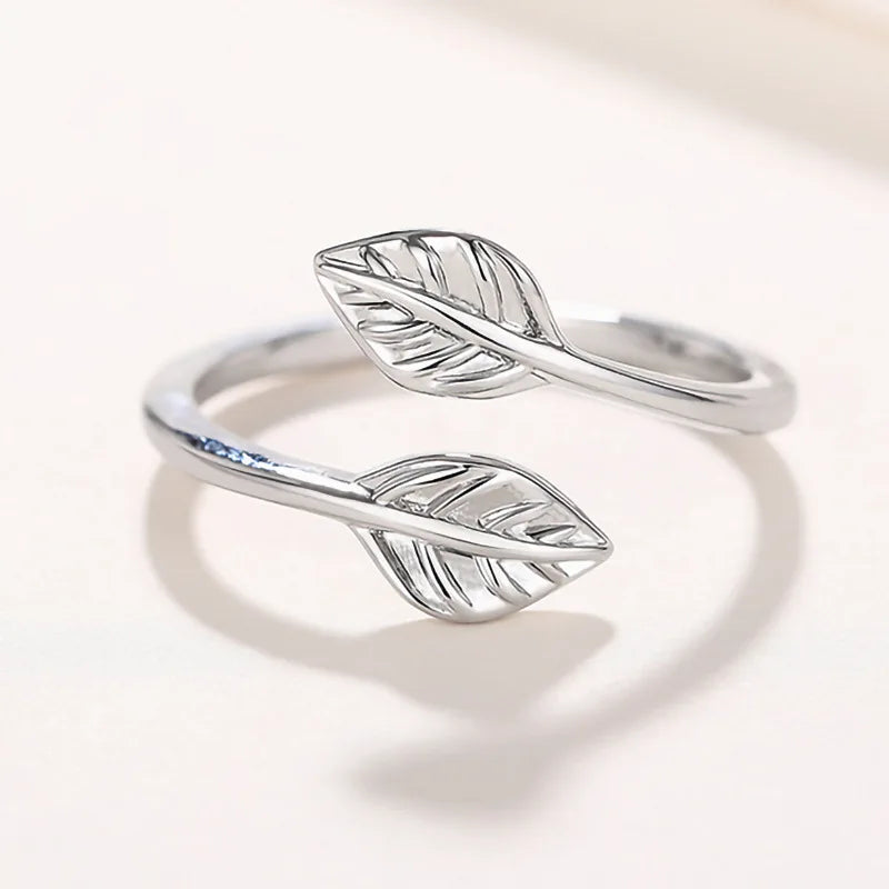 Premium Adjustable Leaf Ring - 925 Silver Plated Unisex Jewelry