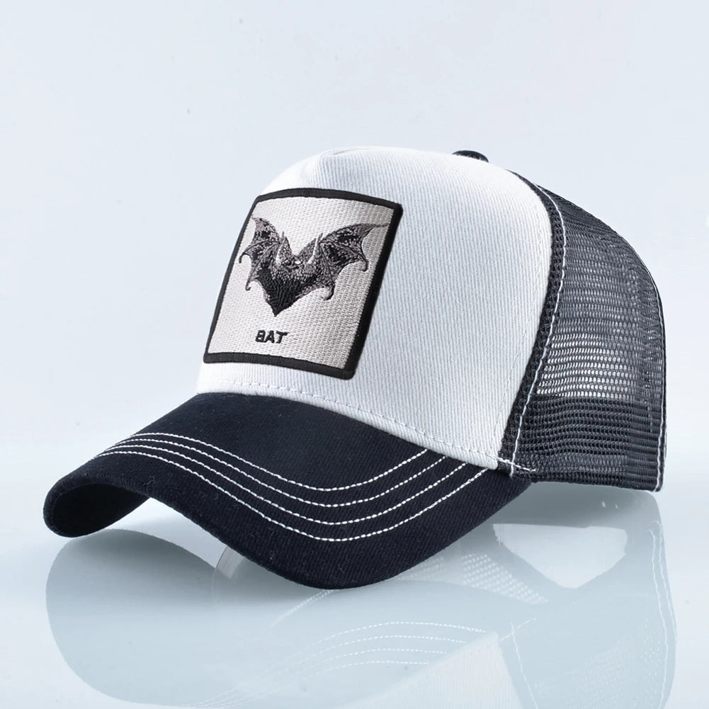 Bat Embroidery Baseball Cap - Premium Snapback Trucker Hat
