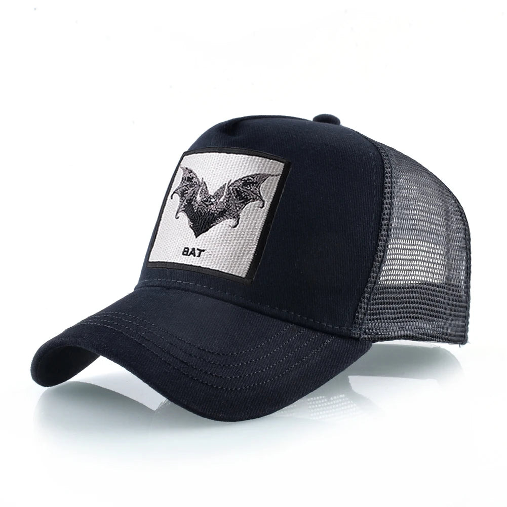 Bat Embroidery Baseball Cap - Premium Snapback Trucker Hat