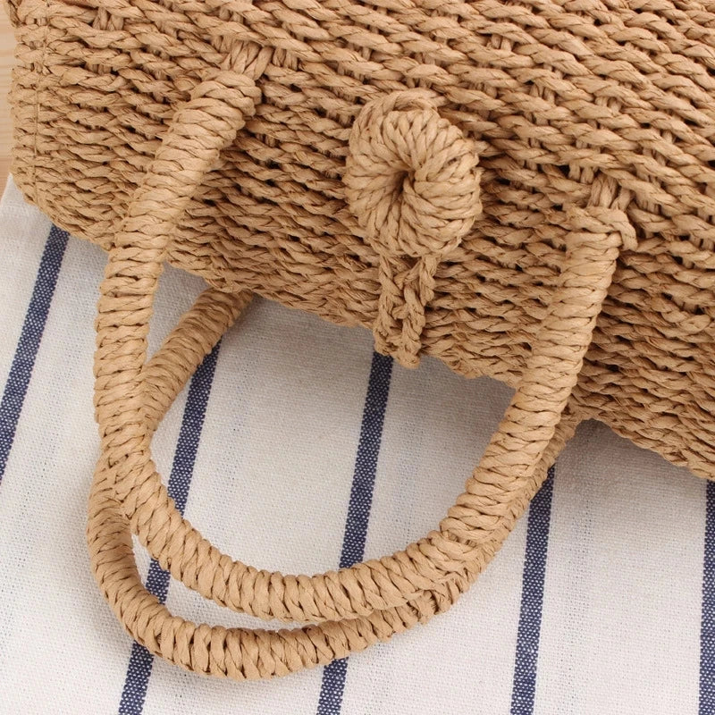 Elegant Straw Beach Bag - Handmade Bohemian Tote