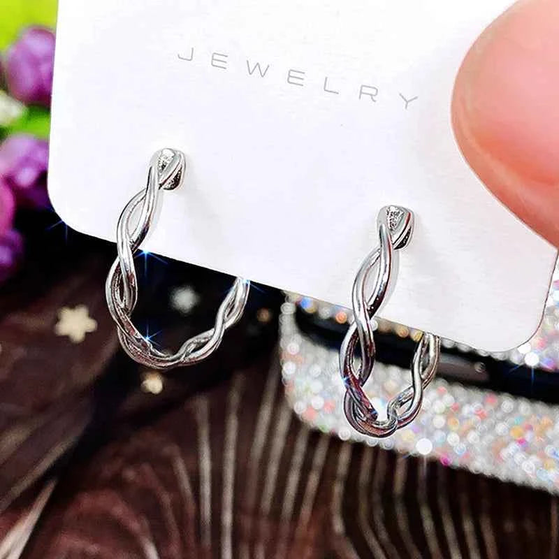 E1236 White Gold Hoop Earrings Alloy Classic Unisex Jewelry