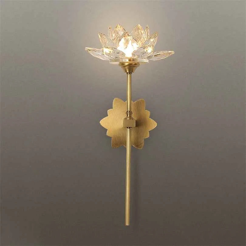 Elegant Crystal Wall Lamp - Lotus Shape LED Mirror Light