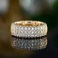 Diamond wedding band - 18K solid gold with round brilliant cut natural G color diamonds on a polished surface