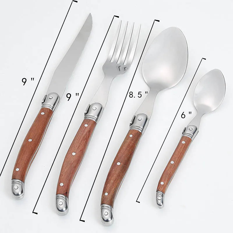 Luxury Laguiole Cutlery Set - Rose Wood Handle Dinnerware