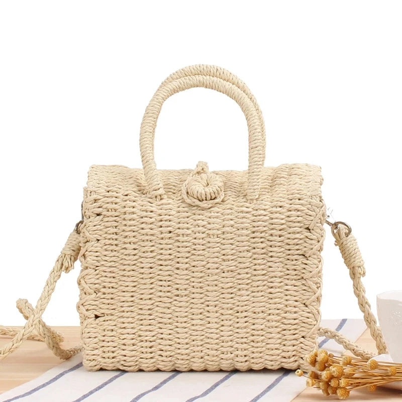 Elegant Straw Beach Bag - Handmade Bohemian Tote