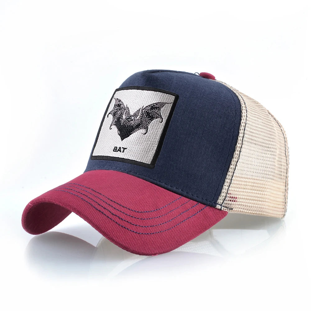 Bat Embroidery Baseball Cap - Premium Snapback Trucker Hat