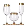 Gold rim wine glass - elegant crystal stemware with a radiant gold band