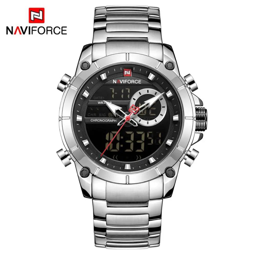 Luxury Men's Quartz Watch - Waterproof Steel Dual Display