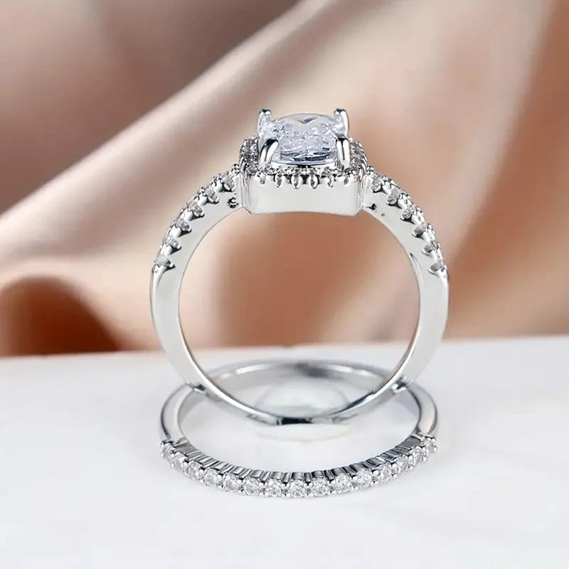Elegant Cushion Cut Engagement Ring - Natural Diamond Halo