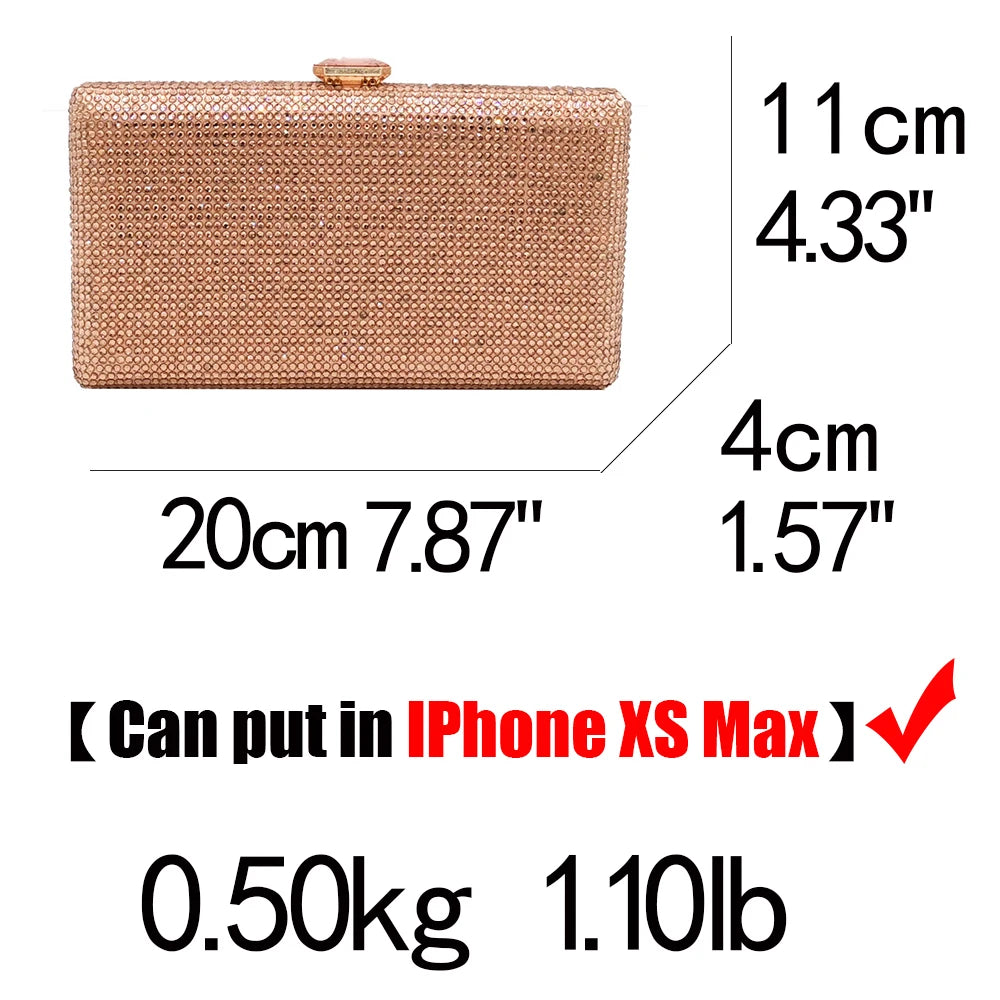 Elegant Crystal Evening Clutch - Luxury Rhinestone Box Handbag