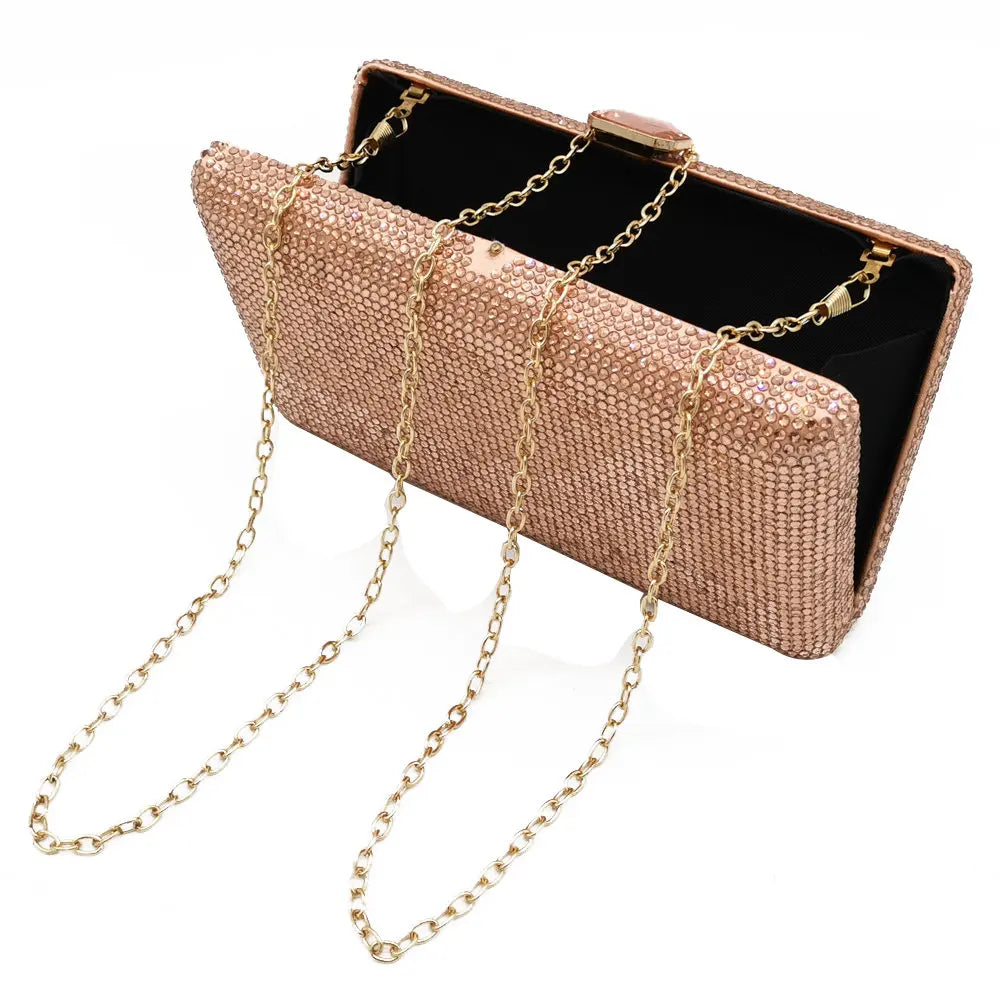 Elegant Crystal Evening Clutch - Luxury Rhinestone Box Handbag