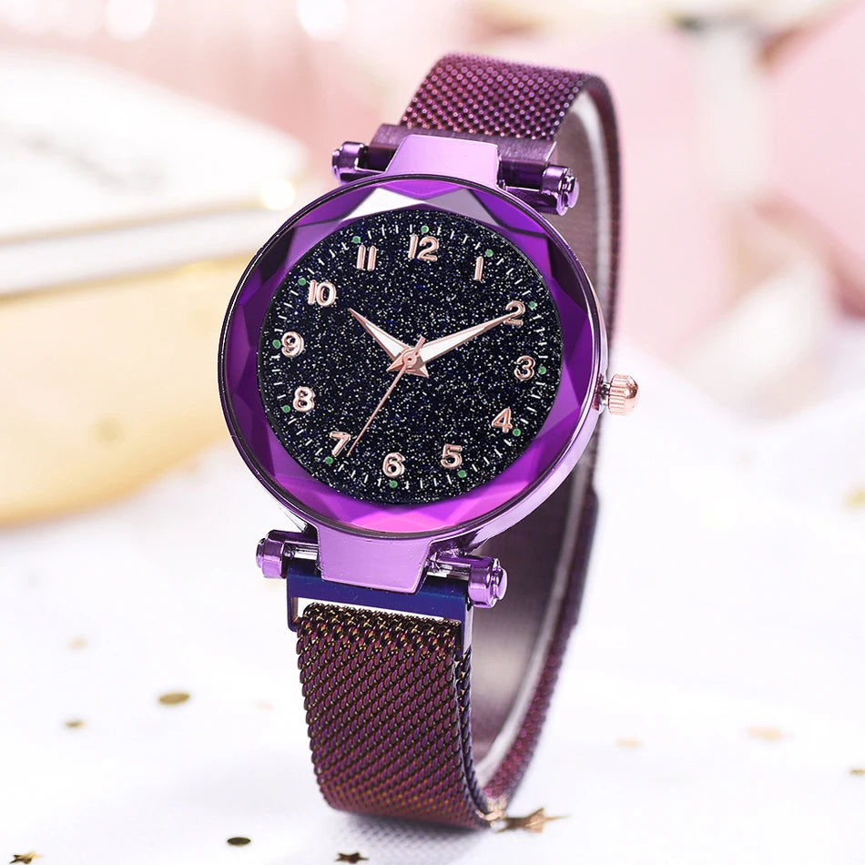 Elegant Magnetic Starry Sky Watch - Women's Quartz Wristwatch