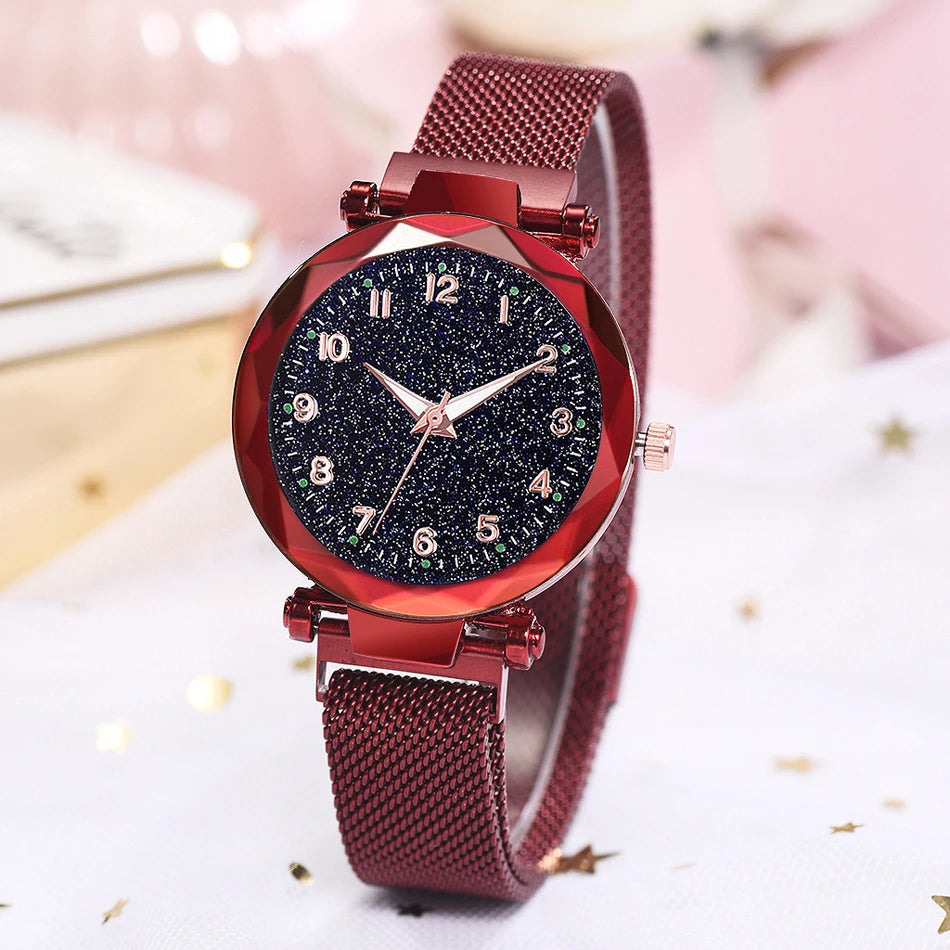 Elegant Magnetic Starry Sky Watch - Women's Quartz Wristwatch