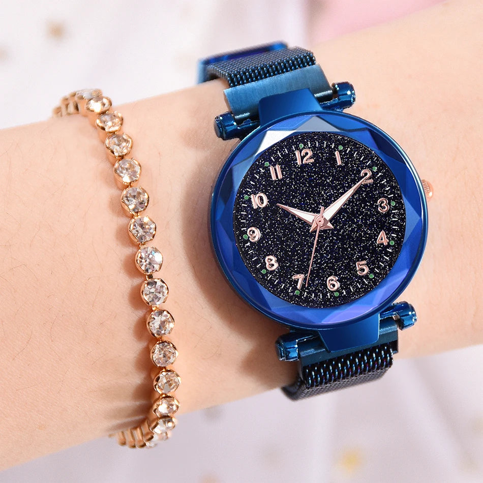 Elegant Magnetic Starry Sky Watch - Women's Quartz Wristwatch