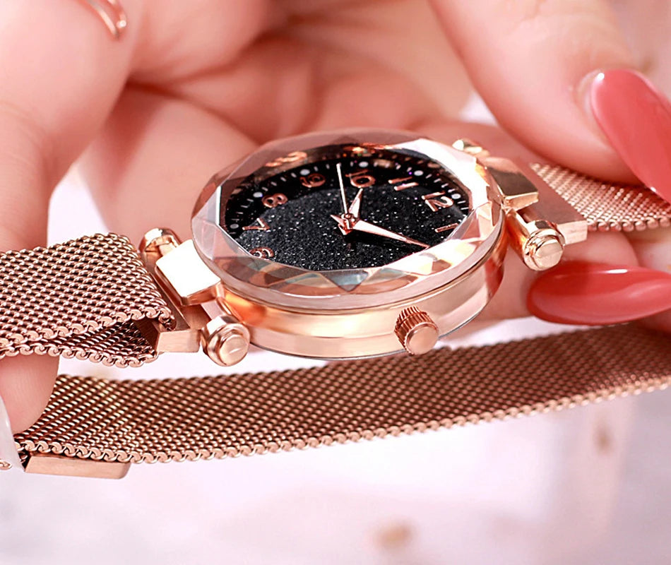 Elegant Magnetic Starry Sky Watch - Women's Quartz Wristwatch