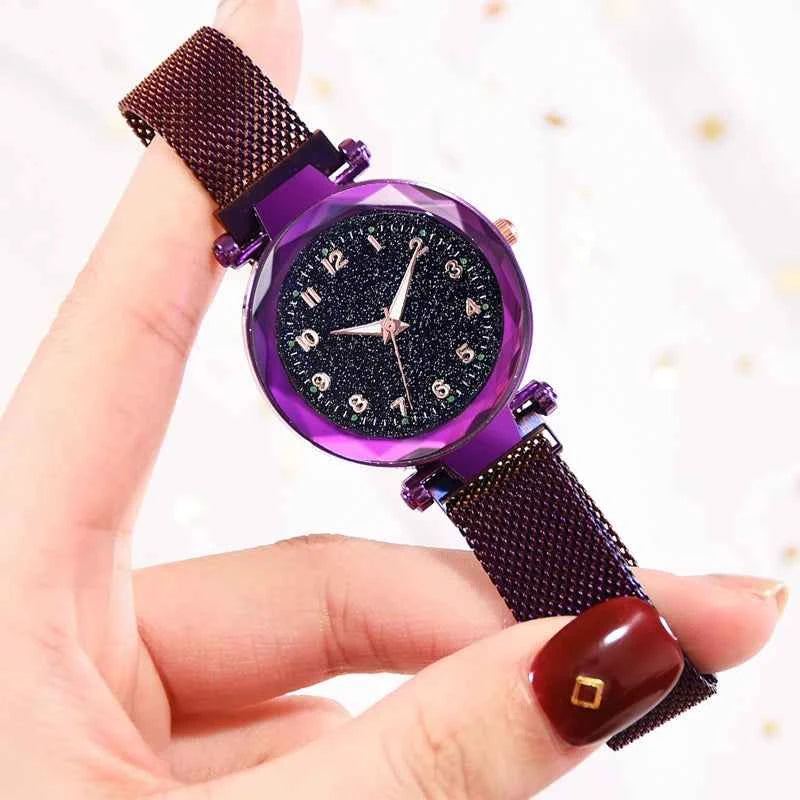 Elegant Magnetic Starry Sky Watch - Women's Quartz Wristwatch