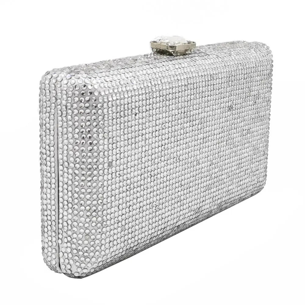 Elegant Crystal Evening Clutch - Luxury Rhinestone Box Handbag