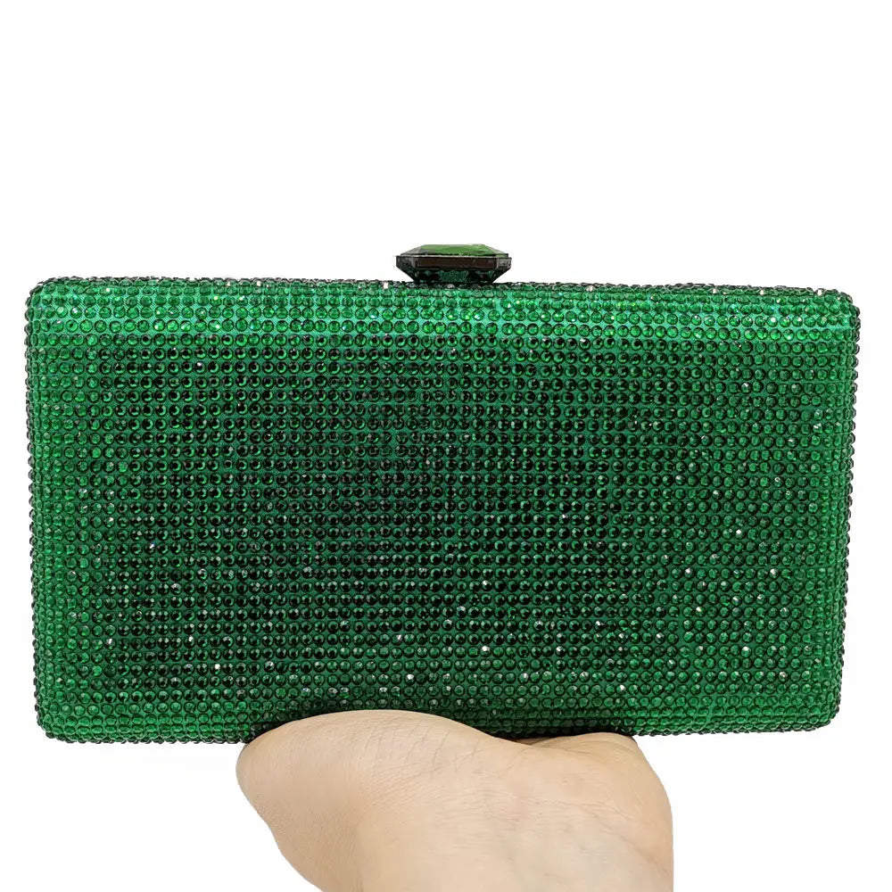 Elegant Crystal Evening Clutch - Luxury Rhinestone Box Handbag
