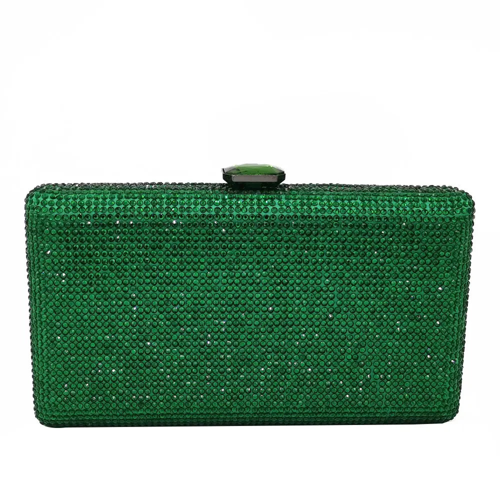 Elegant Crystal Evening Clutch - Luxury Rhinestone Box Handbag