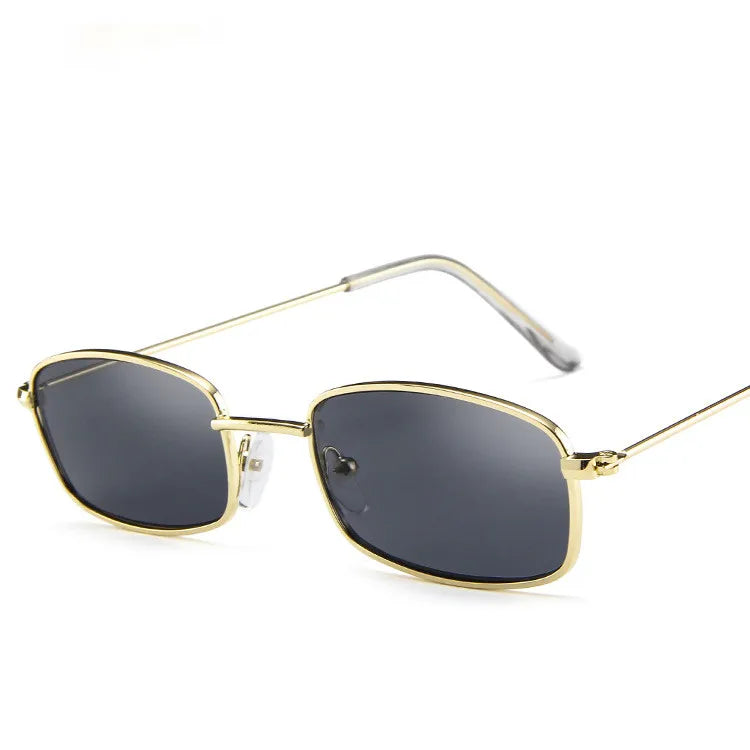 Retro Small Rectangle Sunglasses - Vintage Designer UV Protection