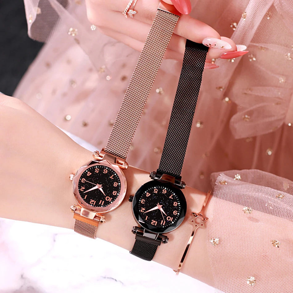 Elegant Magnetic Starry Sky Watch - Women's Quartz Wristwatch