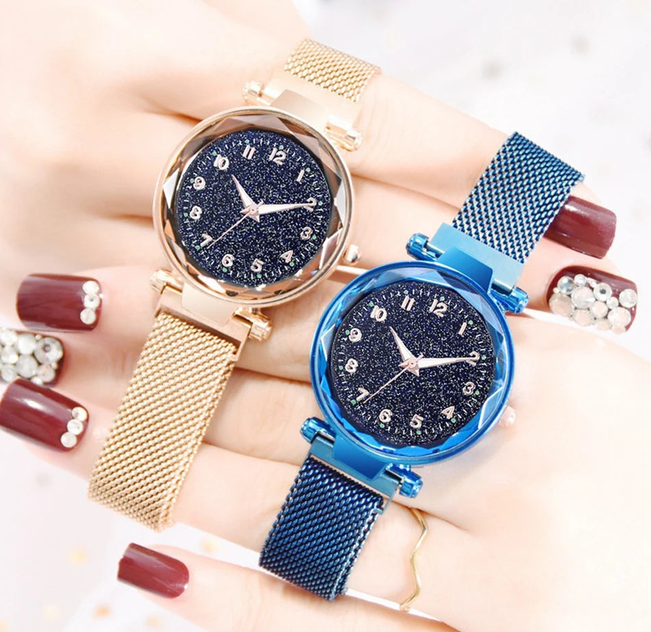 Elegant Magnetic Starry Sky Watch - Women's Quartz Wristwatch