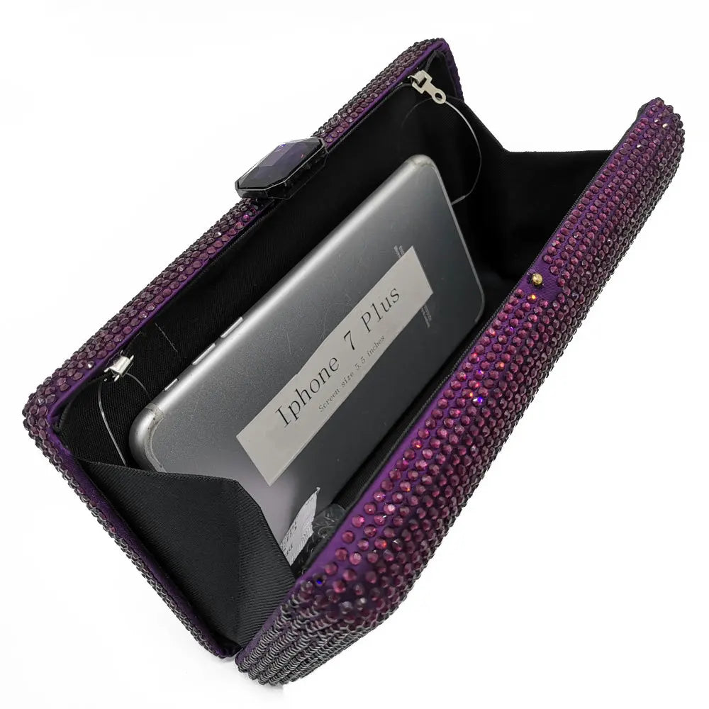 Elegant Crystal Evening Clutch - Luxury Rhinestone Box Handbag